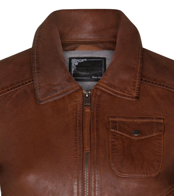 Womens Leather MA-1 Varsity Jacket-Ann Arbor
