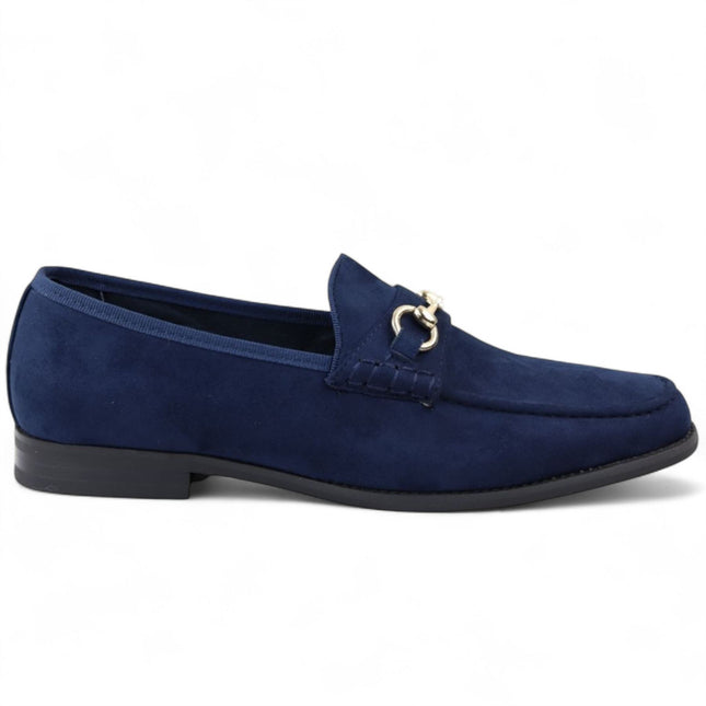 Men's Navy Suede Moccasin Leather Lined Loafers