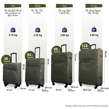 Expandable Soft 8 Wheel Lightweight Suitcase Luggage Travel Bags Set