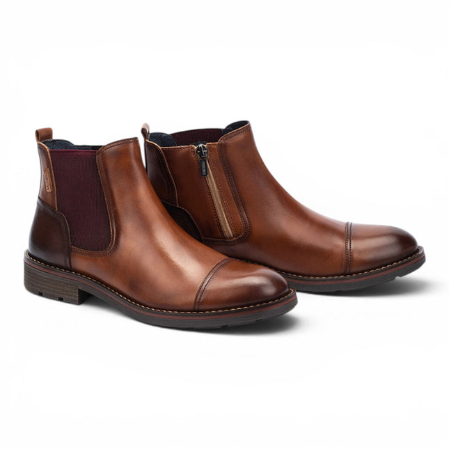 Pikolinos Men's Brown Leather Zip Chelsea Ankle Boots - York