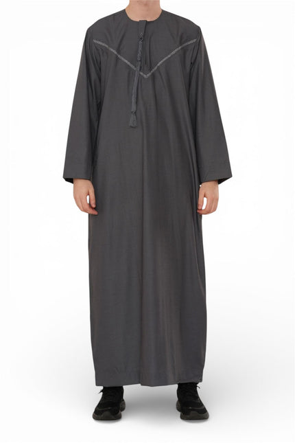 Men's Eid Grey Moroccan Thobe Robe Djellaba Ramadan Eid Jubba- HM10