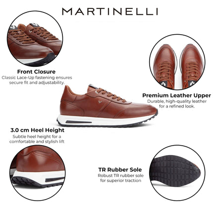 Martinelli Men's Brown Leather Sneakers Trainer Lace-Up Shoes - Hanbury