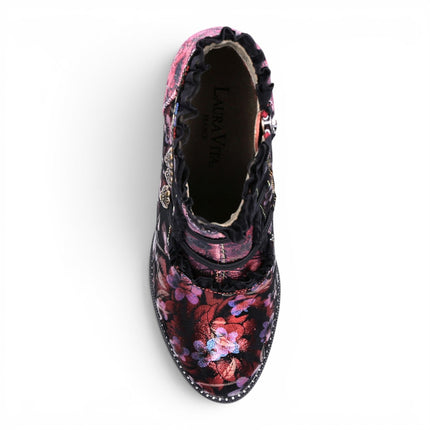 Laura Vita Floral Womens Victorian Red Leather Heel Ankle Boots - Alcbaneo-130
