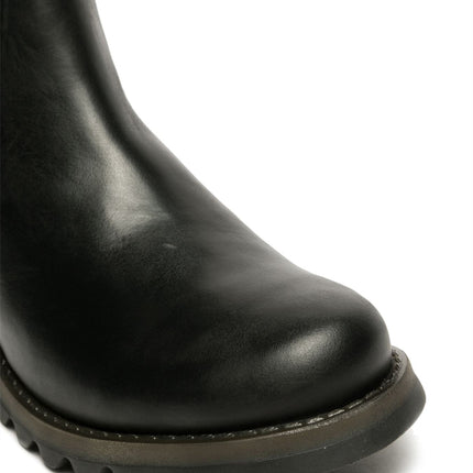 Fly London Womens Black Salv Chelsea Leather Ankle Casual Wedge Heel Boots
