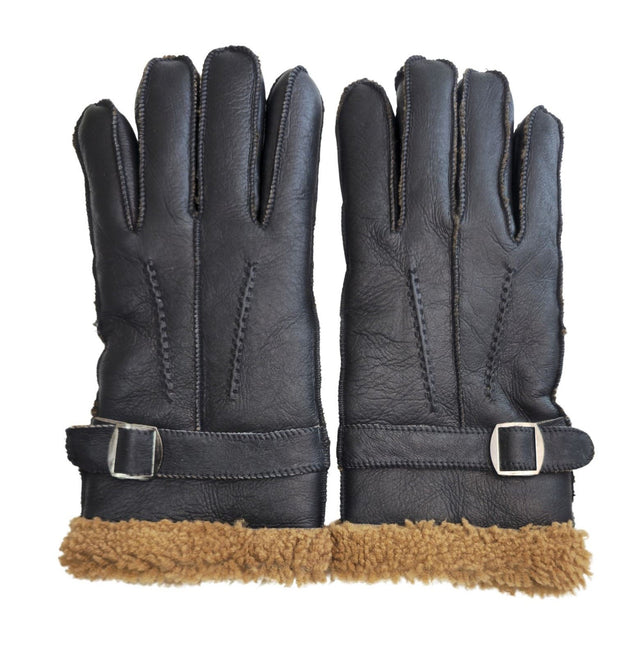 Infinity Leather Mens Brown Luxury Sheepskin Leather Gloves With Buckle