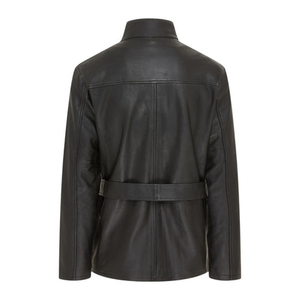 Men's Black Lamb Leather Safari Parka Jacket - Edinburgh