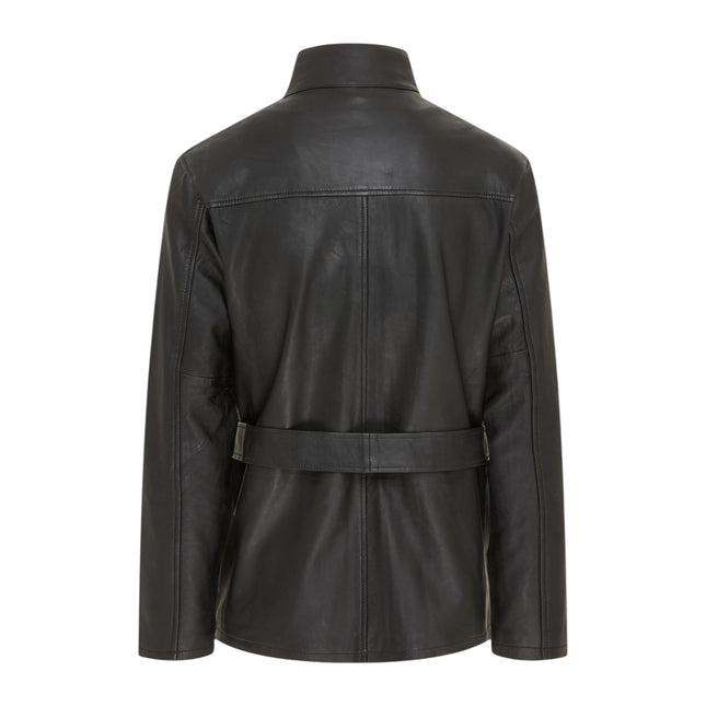Men's Black Lamb Leather Safari Parka Jacket - Edinburgh