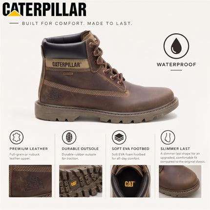 Caterpillar (CAT) Men's Brown Waterproof Leather Lace Up Ankle Boots -  Colorado 2.0 Tractor