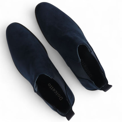 Men's Navy Suede Chelsea Boots Real Leather Lined Slip-On