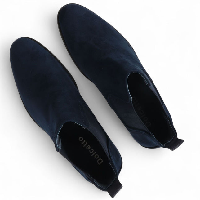 Men's Navy Suede Chelsea Boots Real Leather Lined Slip-On