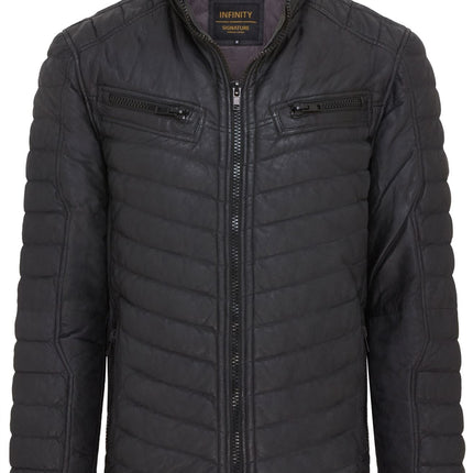 Men's Puffer Leather Biker Quilted Vintage Bomber Jacket