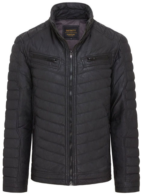Men's Puffer Leather Biker Quilted Vintage Bomber Jacket