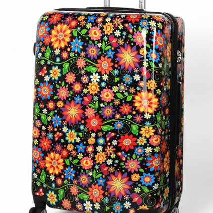 Strong Expandable Hard Shell Dual 4 Wheel Suitcase Set Print Luggage Cabin Travel Bag