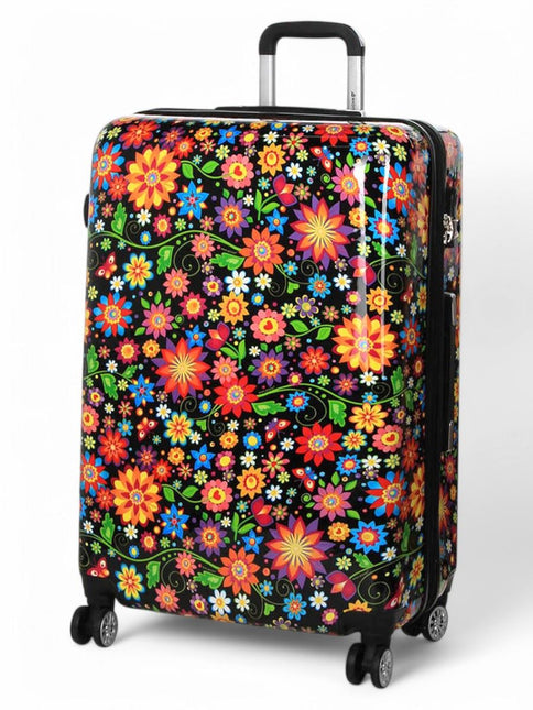 Strong Expandable Hard Shell Dual 4 Wheel Suitcase Set Print Luggage Cabin Travel Bag