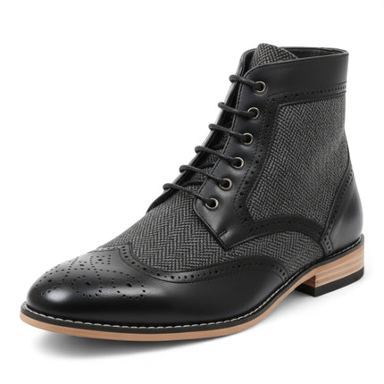 Men's Black Wingtip Brogue Ankle Dress Chukka Boots