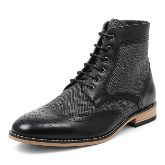 Men's Black Wingtip Brogue Ankle Dress Chukka Boots
