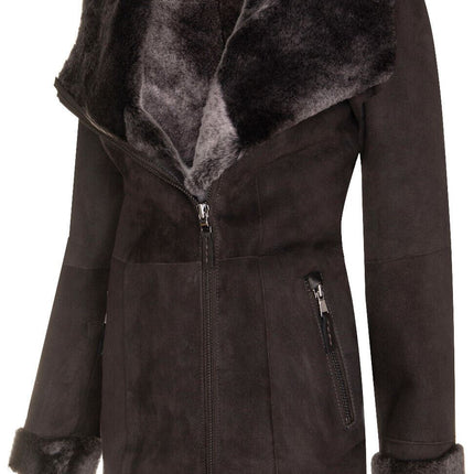 Womens Merino Sheepskin Hooded Coat-Antioch