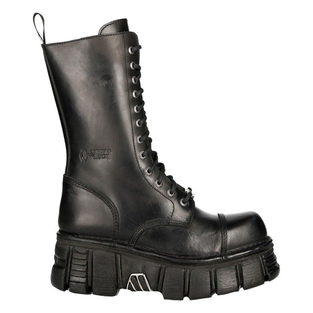 New Rock Unisex Metallic Black Techno Biker Boots - M-MILI211C-C1