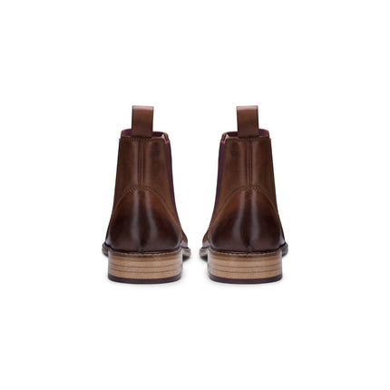 Mens Chestnut-Brown Leather Classic Chelsea Boots