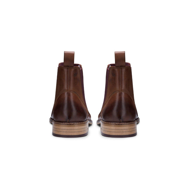 Mens Chestnut-Brown Leather Classic Chelsea Boots