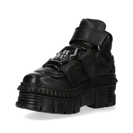 New Rock Metallic Ankle Leather Boots-WALL285-S3