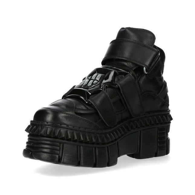 New Rock Metallic Ankle Leather Boots-WALL285-S3