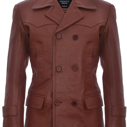 Mens Cowhide Leather Peacoat-Krakaw