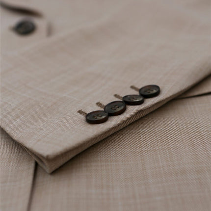Men's 3 Piece Beige Summer Wedding Tailored Fit Suit