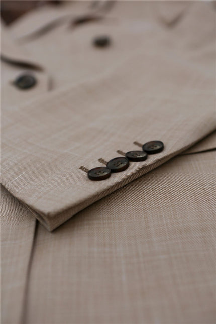 Men's 3 Piece Beige Summer Wedding Tailored Fit Suit