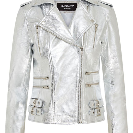 Womens Leather Brando Biker Jacket-Orlando