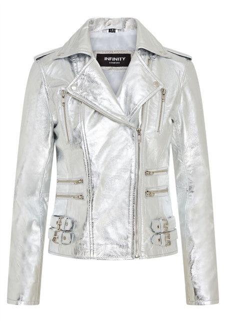Womens Leather Brando Biker Jacket-Orlando