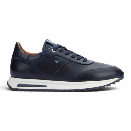 Martinelli Men's Blue Leather Sneakers Trainer Lace-Up Shoes - Hanbury