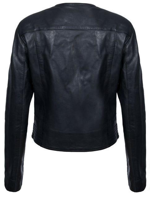 Womens Collarless Biker Jacket-Padova