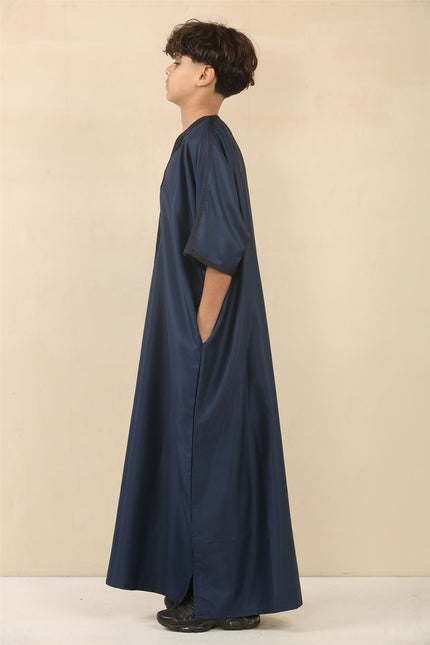 Kid's Boys Blue Moroccan Thobe Djellaba Jubba Robe Eid