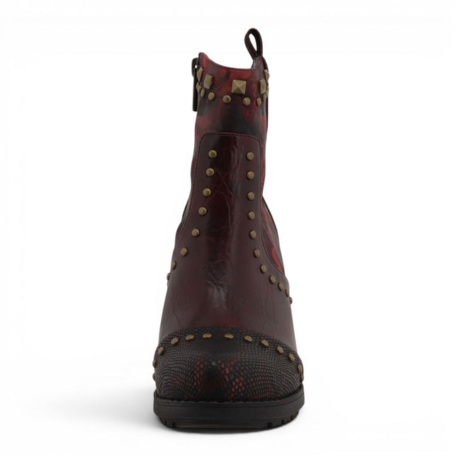 Mustang Women's Burgundy Floral Heeled Ankle Boots - M0162012