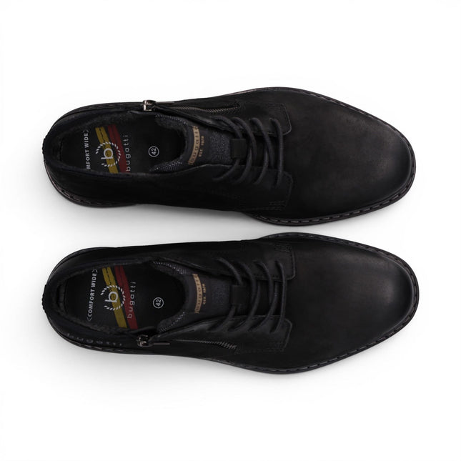 Bugatti Mens Black Leather Lace-up Chukka Ankle Boots - Rigalo Evo C30