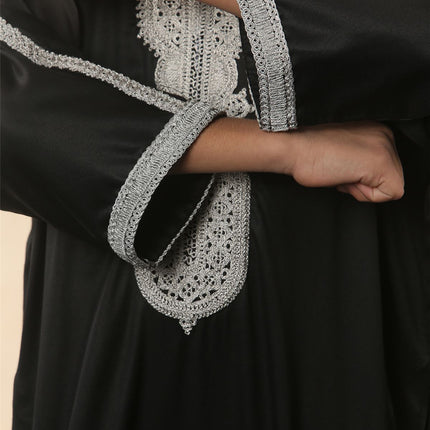 Kid's Boys Black Moroccan Thobe Jubba Robe Eid Djellaba Gandoura