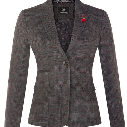 Womens Tweed 1920s Herringbone Charcoal Blazer