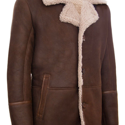 Mens Classic Sheepskin Leather Crombie Jacket-Brisbane
