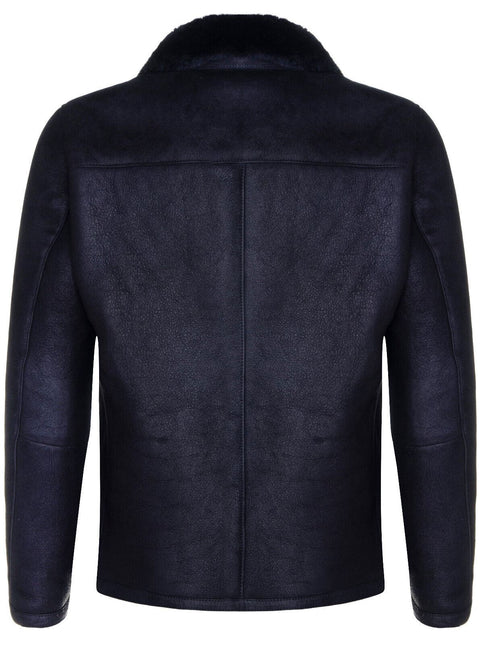 Mens Sheepskin Biker Bomber Jacket-Agboville