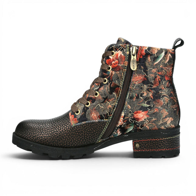 Laura Vita Women's Gothic Victorian Floral Bronze Leather Lace-up Boots - Cocrailo-47