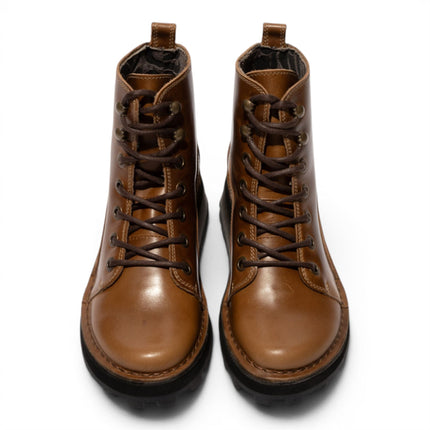 Fly London Womens Tan Leather Lace-Up Ankle Boots - HAZI147
