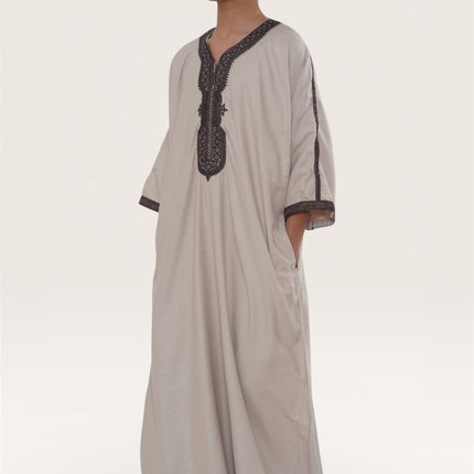 Kids Boys Salmon Burgundy Moroccan Thobe Robe Djellaba Gandoura Eid Jubba- K-HM66