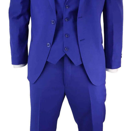 Mens 3 Piece Royal Blue Tailored Fit Complete Suit Best Man Groom Prom Wedding