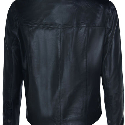 Mens Retro Leather Shirt Jeans Jacket-Beijing