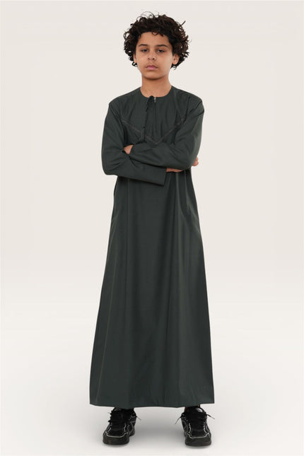 Kids Boys Ramadan Eid Green Moroccan Jubba Robe Djellaba Thobe - K-TT008