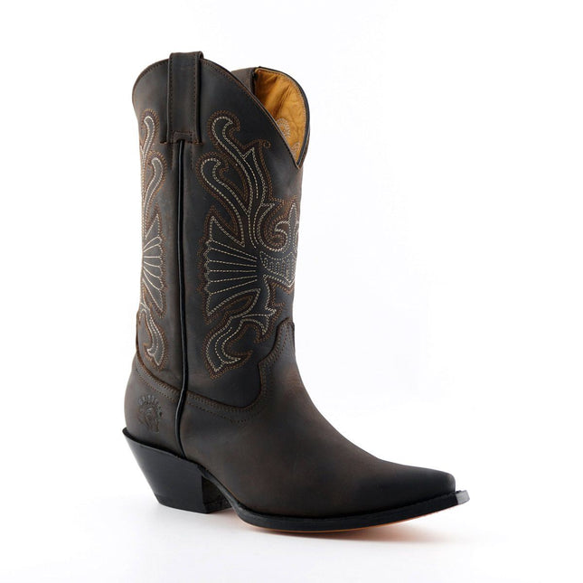 Grinders Brown Leather Western Cowboy Boots - Buffalo