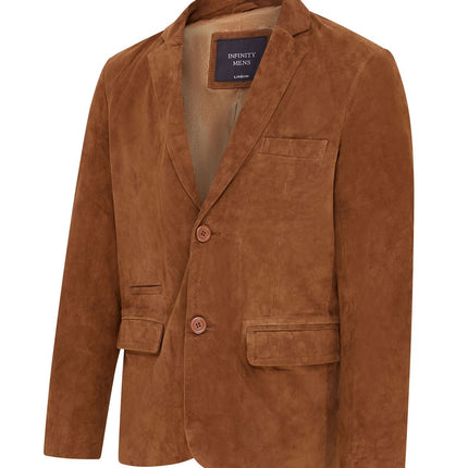 Mens Suede Blazer Jacket Soft Real Italian Leather Fitted Vintage Coat