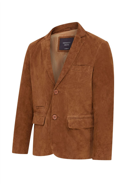 Mens Suede Blazer Jacket Soft Real Italian Leather Fitted Vintage Coat