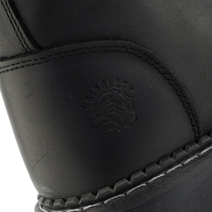 Grinders Unisex Black Stag Acs Leather Steel Toe Cap Lace Up Boots
